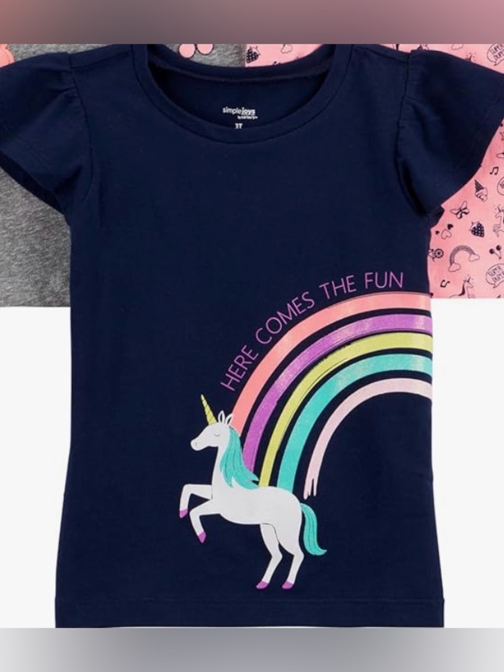 Simple Navy Unicorn Rainbow Tee - Girls size 2T